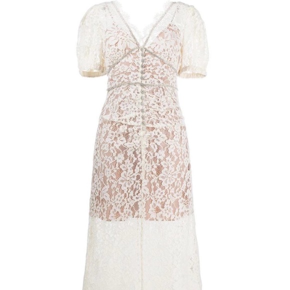 Self Portrait Camellia dress crystal lace UK8 - Picture 3 of 16